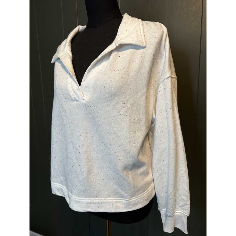 Colsie Cozy Colorful Speckled Lightweight Cropped Pullover Sweater White L Large - Picture 2 of 9